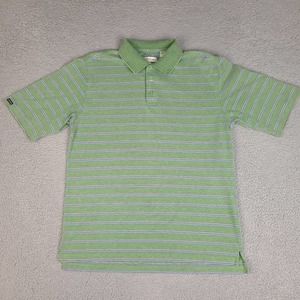 Tehama Golf Polo Shirt Men's Large Green Striped Hang'Em‎ Dry Moisture System